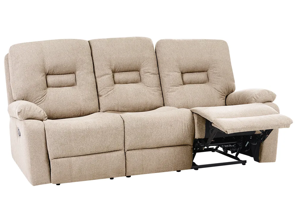 Manual Recliner Sofa 3 Seater BERGEN Fabric Beige