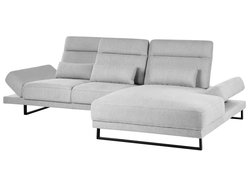 Corner Sofa 4 Seater IKAST Fabric Light Grey Left Hand_959803