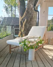 Sun Lounger with Cushion LIGURE Reclining Bamboo Brown_888113