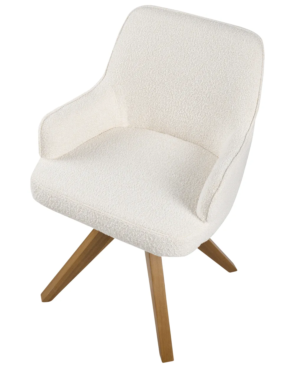 Set of 2 Dining Chairs Swivel SYLVANIA Boucle Off-White_1038121