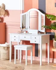 Dressing Table with Mirror and Stool LUMIERE White_827332