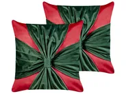 Set of 2 Decorative Cushions MARSHMALLOW 45 x 45 cm Velvet Red Christmas Motif_946828