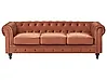 Sohva 3-istuttava CHESTERFIELD Sametti Kullanruskea