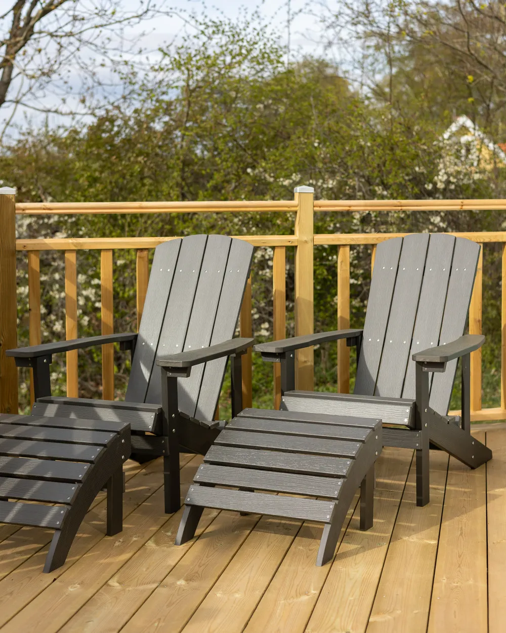 Garden Chair ADIRONDACK with Footstool Dark Grey_991748