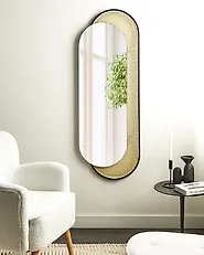 Wall Mirror CREIL 51 cm 143 cm PE Rattan Natural_1182737