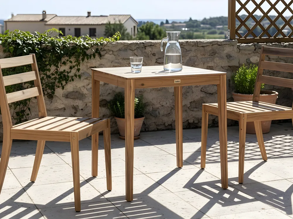 Bistro Set CHIOGGIA Certified Acacia Wood Light Brown