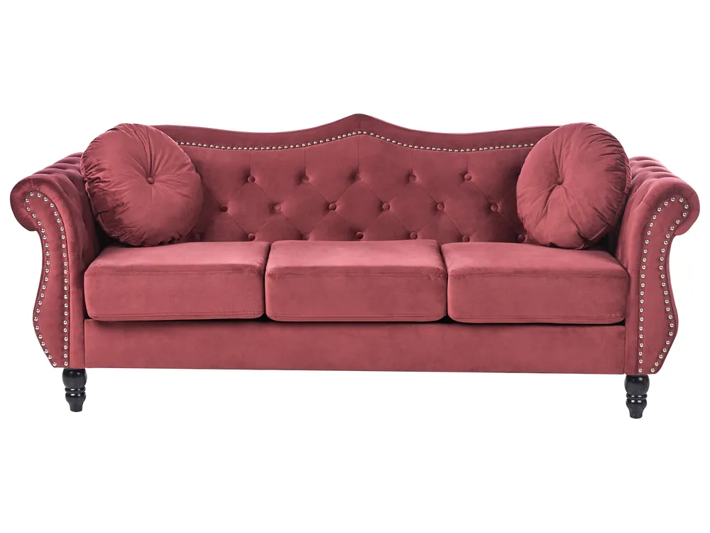 Living Room Set 5 Seater SKIEN Velvet Dark Red_743275