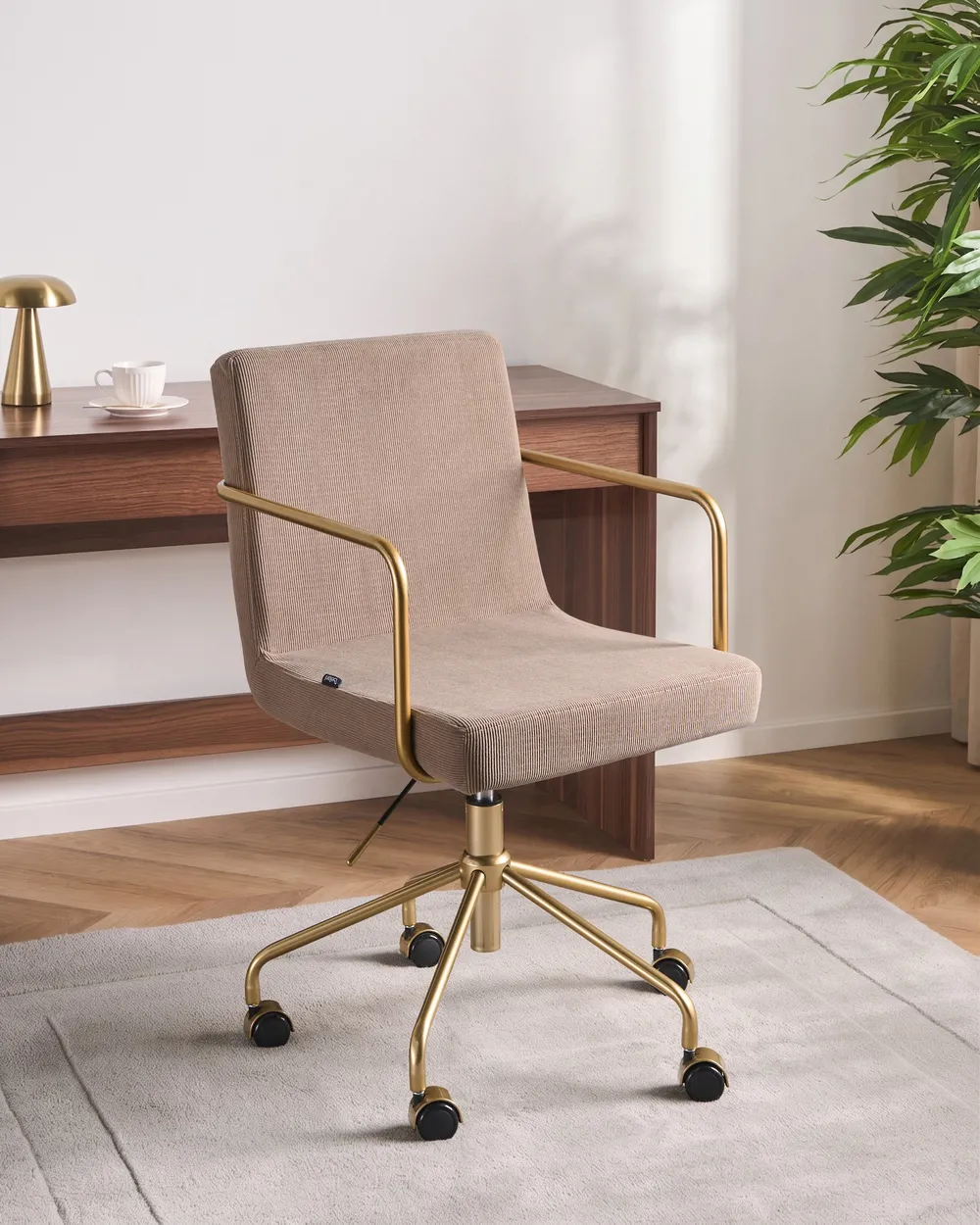 Office Chair TRINITY Corduroy Light Brown
