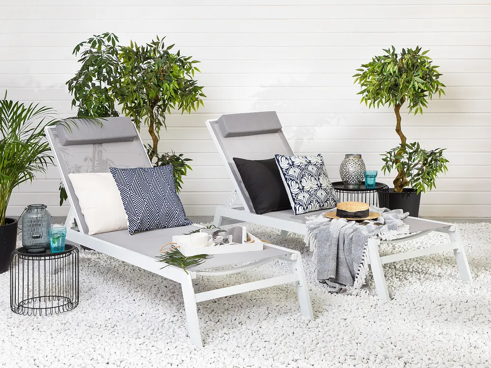 Sun Lounger CATANIA Reclining Metal Grey_741369