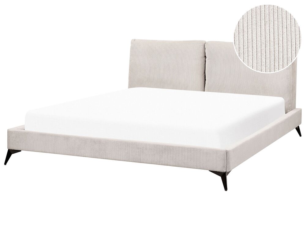 Sänky Vakosametti MELLE 180 x 200 cm Vaaleanbeige