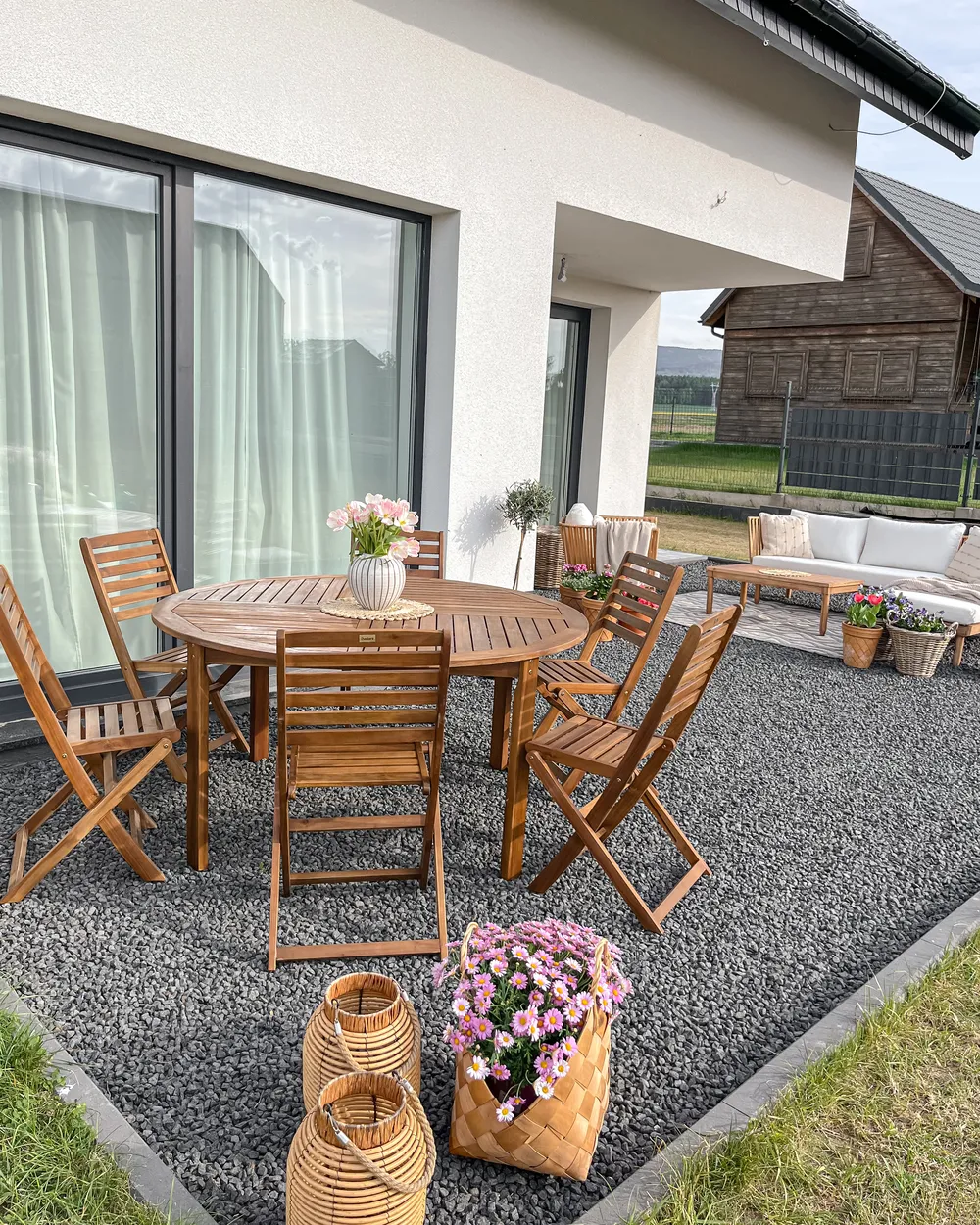 Garden Dining Set 6 Seater TOLVE Acacia Wood Brown_929961