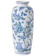 Flower Vase GUADIX 35 cm Porcelain White/ Blue_1052772