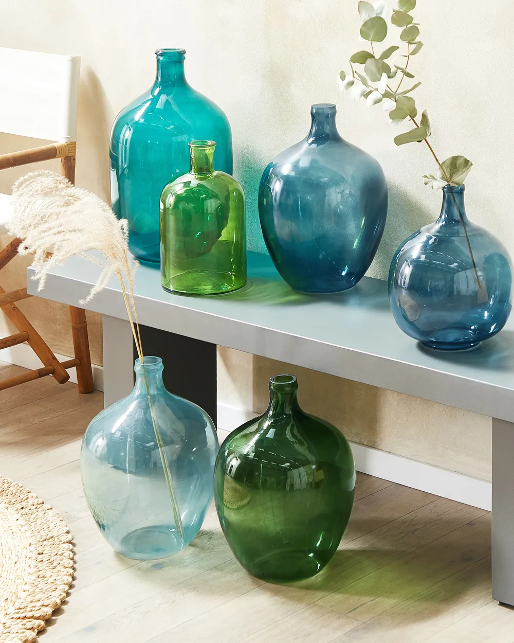 Flower Vase ROTI 39 cm Glass Light Blue_823658