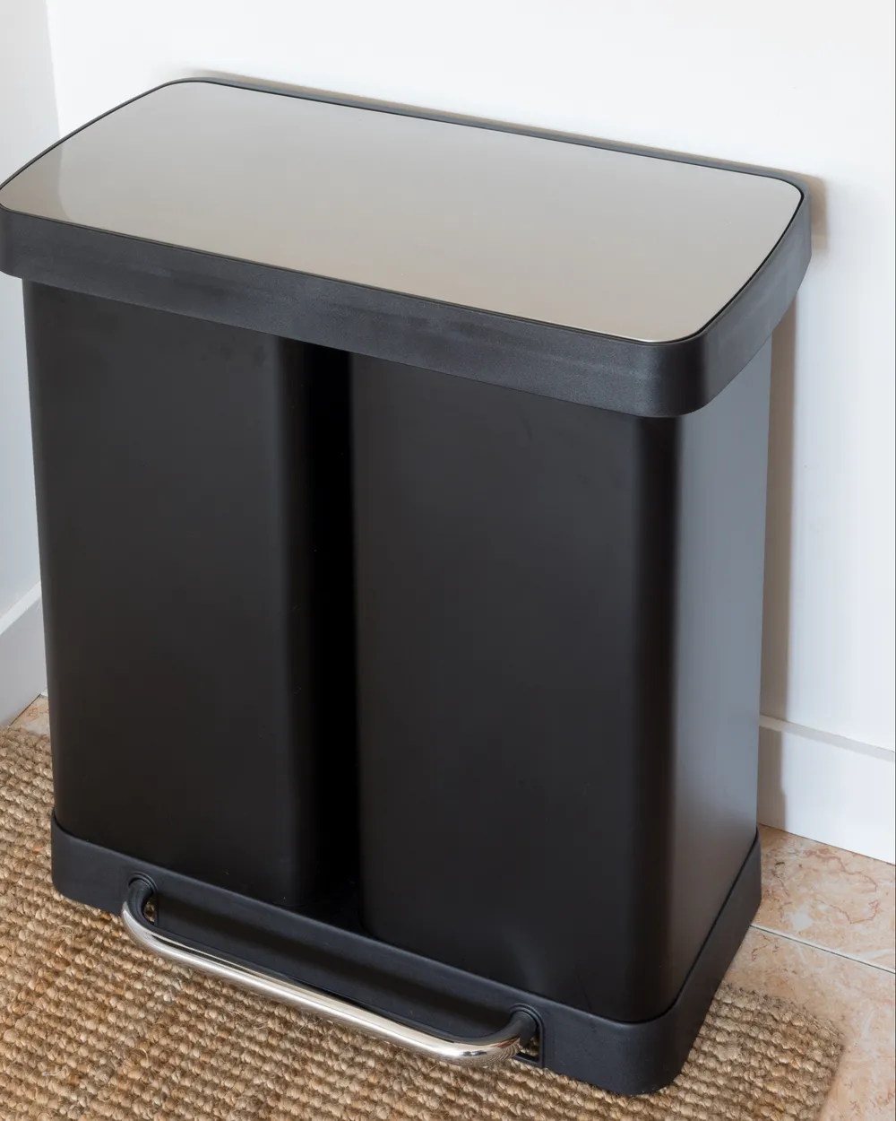 Double Pedal Waste Bin 60 L ECOSORT Metal Black_1012542