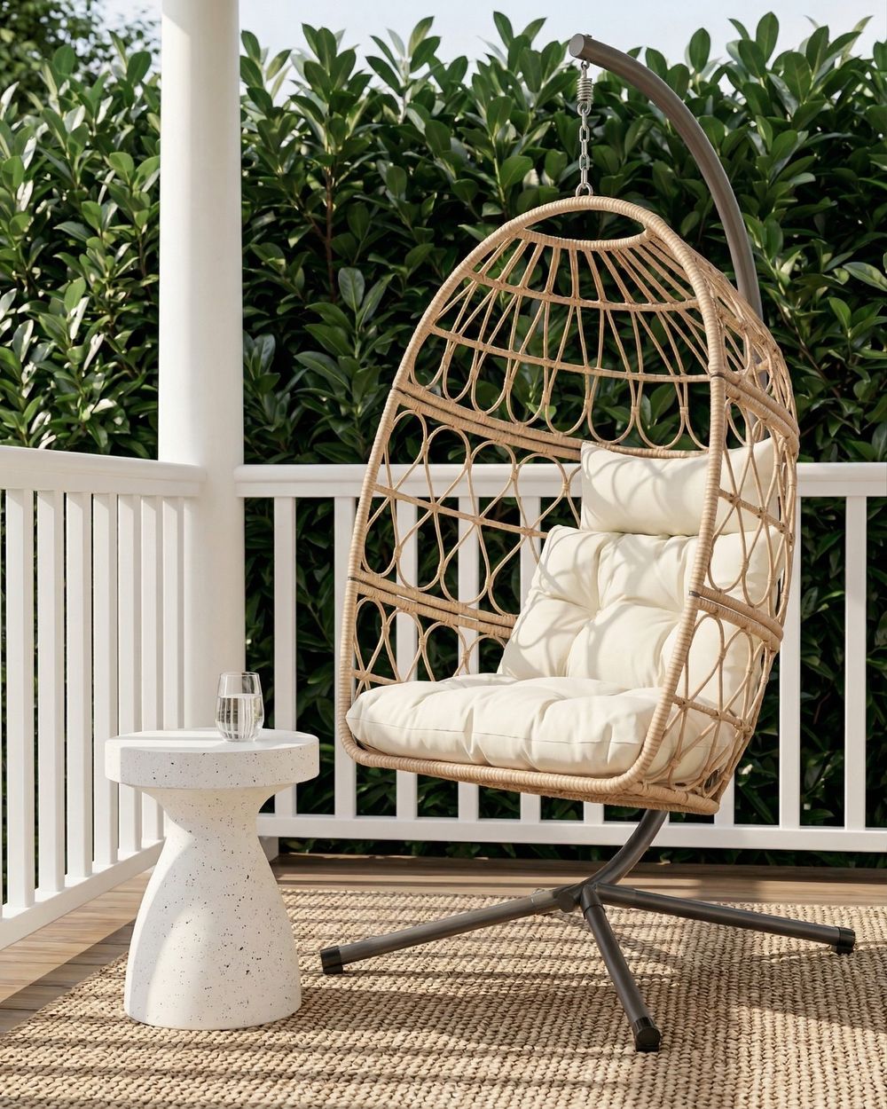 Hanging Chair with Stand MONTALCINO Metal Natural