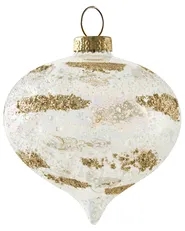 Set of 25 Baubles ICICLE Glass Transparent/ Gold_1028436