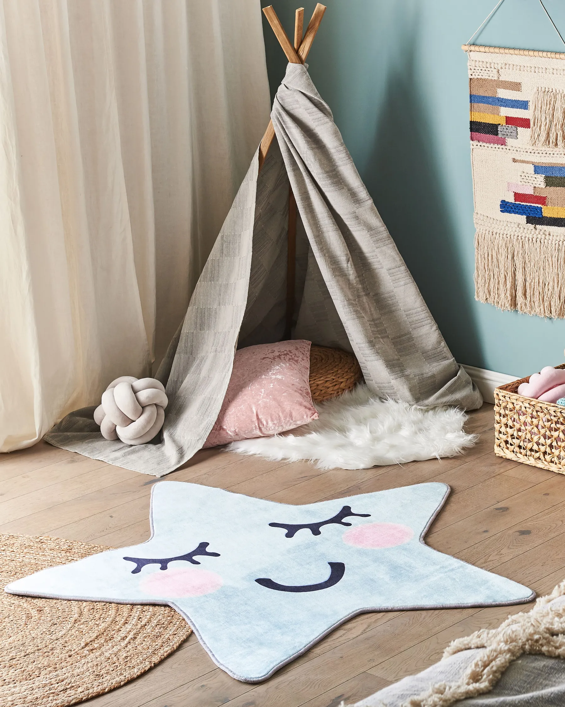 Kids Rug SIRIUS Light Blue 120 x 120 cm_831557