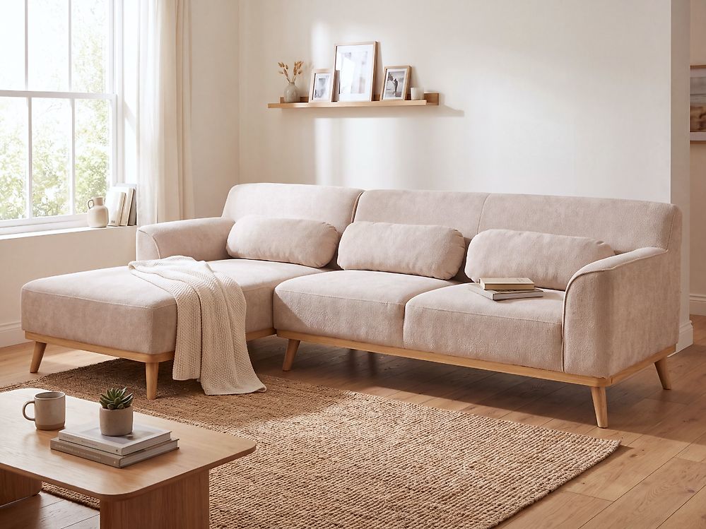 Kulmasohva SIMOS Chenille Beige Oikea