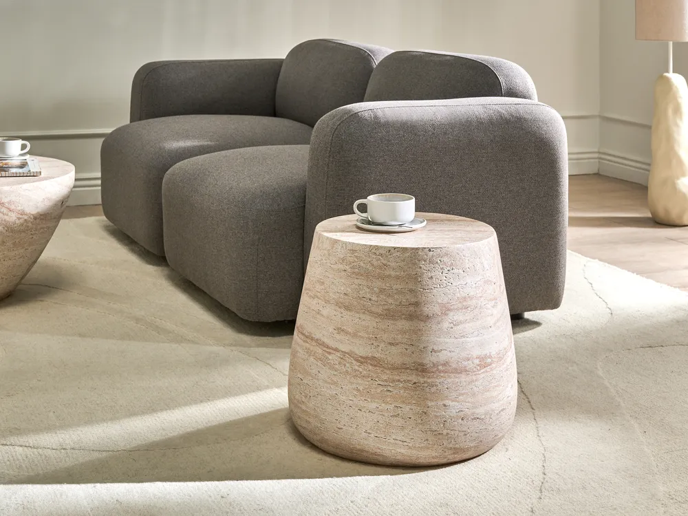 Side Table BIENTINO 46 cm 46 cm Travertine Effect_1007422