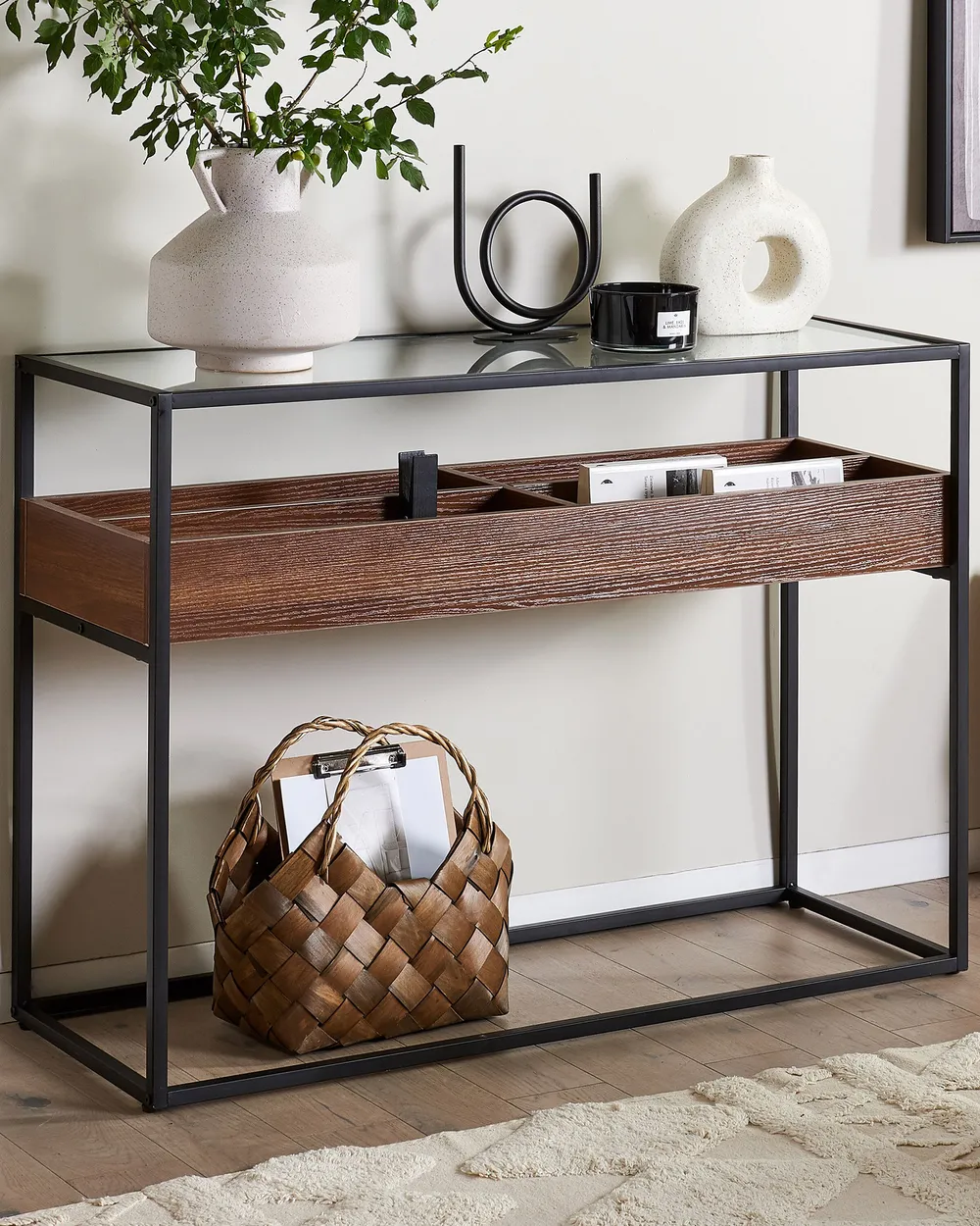 Console Table WACO Tempered Glass Black
