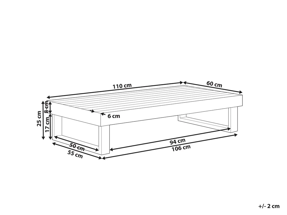 Ulkosohvapöytä MARETTIMO 60 cm 110 cm Sertifioitu akaasia Vaaleanruskea_1154137