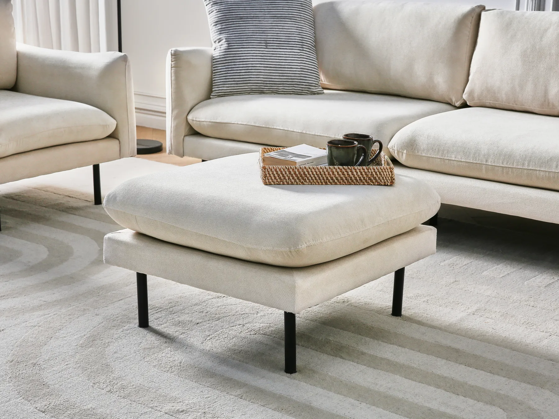 Ottoman VINTERBRO Fabric Light Beige_908756