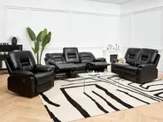 Manuell reclinersoffa 2-sits BERGEN Konstläder Svart_1060513