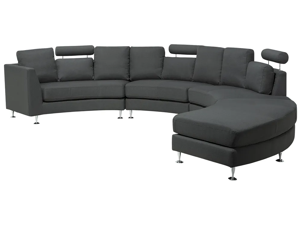 Curved Sofa 7 Seater ROTUNDE Fabric Dark Grey_694741