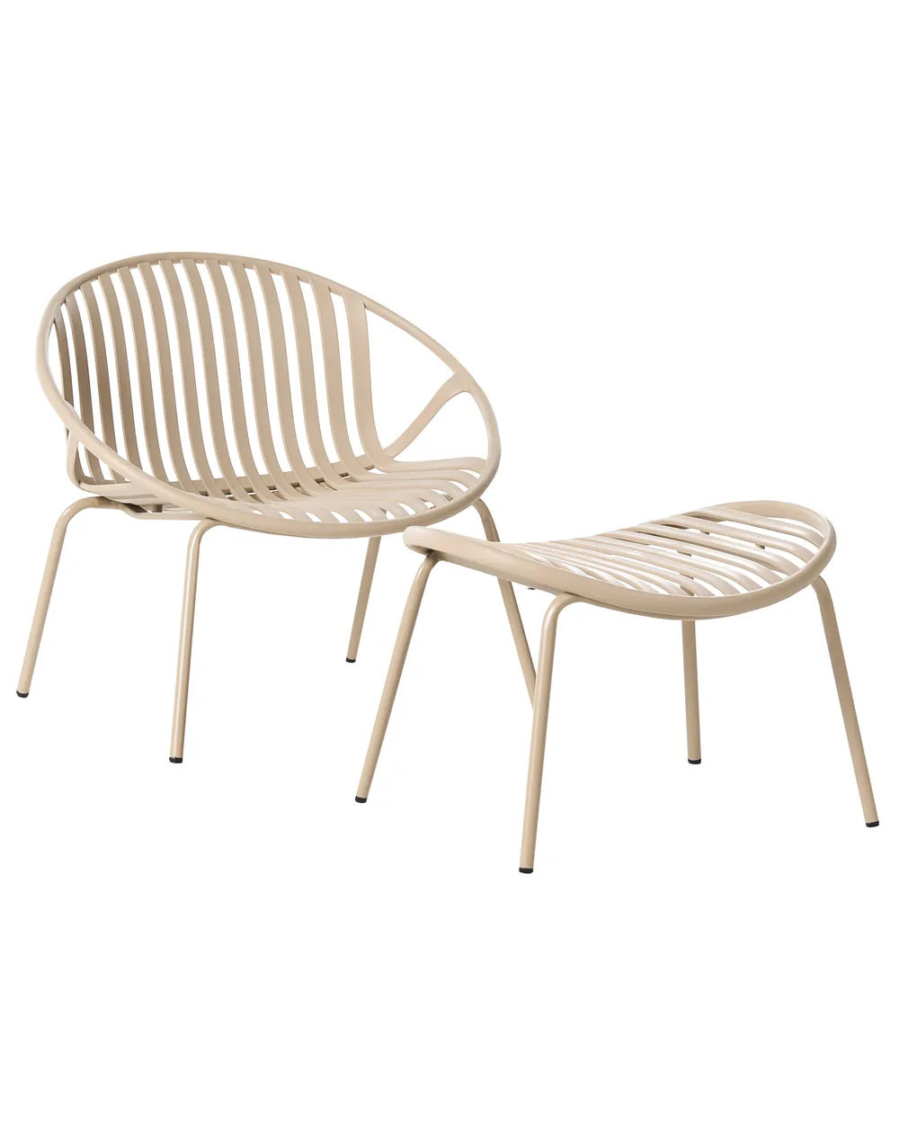 Set of 2 Garden Chairs CASPERIA with Footstool Light Beige_1032436