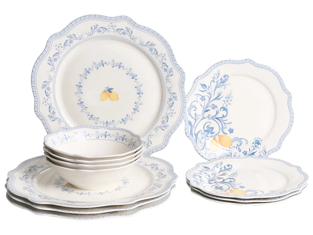 Set of 12 Dinnerware LOVAGE Porcelain White