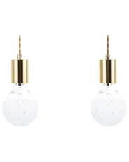 Set of 2 Pendant Lamps ANZA Glass Gold_768299