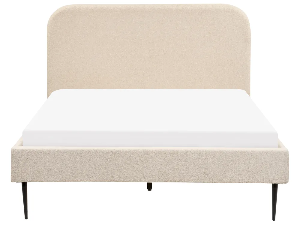 Bed Boucle FLAYAT 140 x 200 cm (EU Double) Light Beige_882699