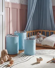 Set of 3 Baskets ARCHA Cotton Light Blue_849701