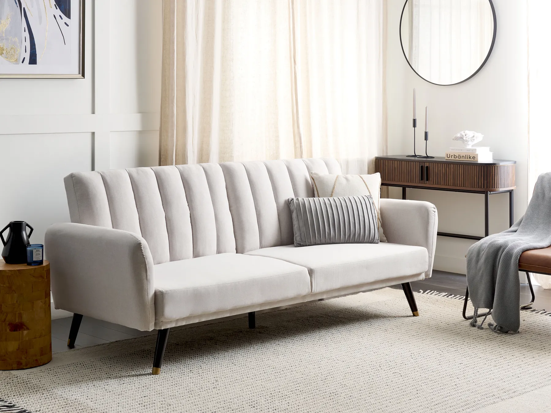 Sofa Bed 3 Seater VIMMERBY Fabric Beige_899953