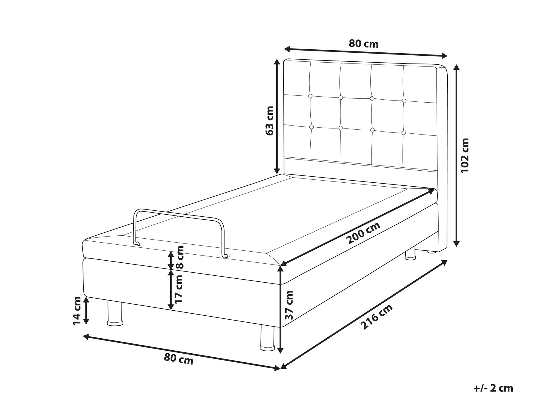 Adjustable Bed Fabric DUKE 80 x 200 cm (EU Small Single) Light Beige_973415