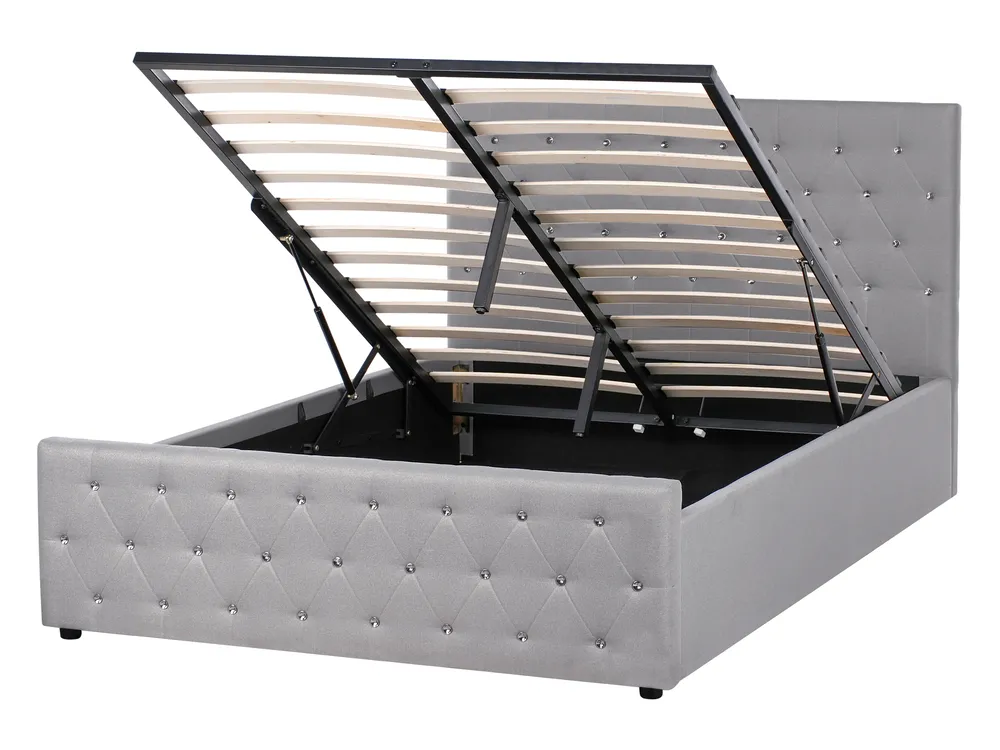 Ottoman Bed AMIENS Fabric Light Grey 140 x 200 cm (EU Double)