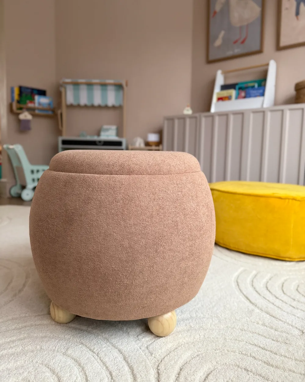 Storage Pouffe ANNABELLA Boucle Light Brown_1055221