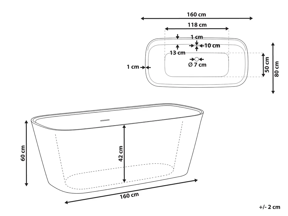 Freestanding Bathtub TUCAVACA 1600 x 800 mm White_1149463