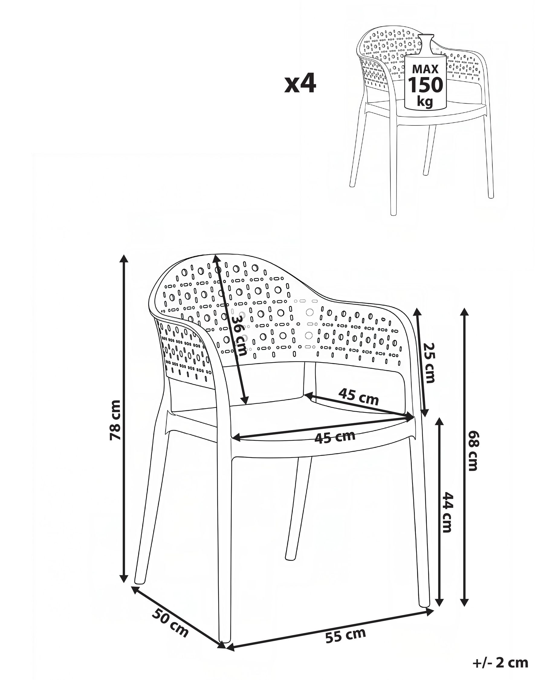 Set of 4 Chairs NARINO Brown_1069736