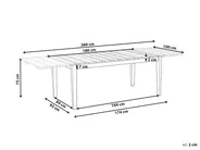 Jatkettava puutarhapöytä TOSCANELLA 180/280 cm 100 cm Sertifioitu akaasia Vaaleanruskea_1161869