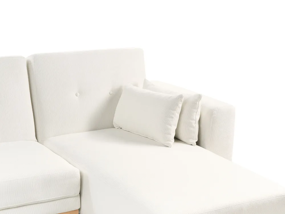 Corner Sofa Bed 3 Seater KAARINA Fabric White Left Hand_1100065