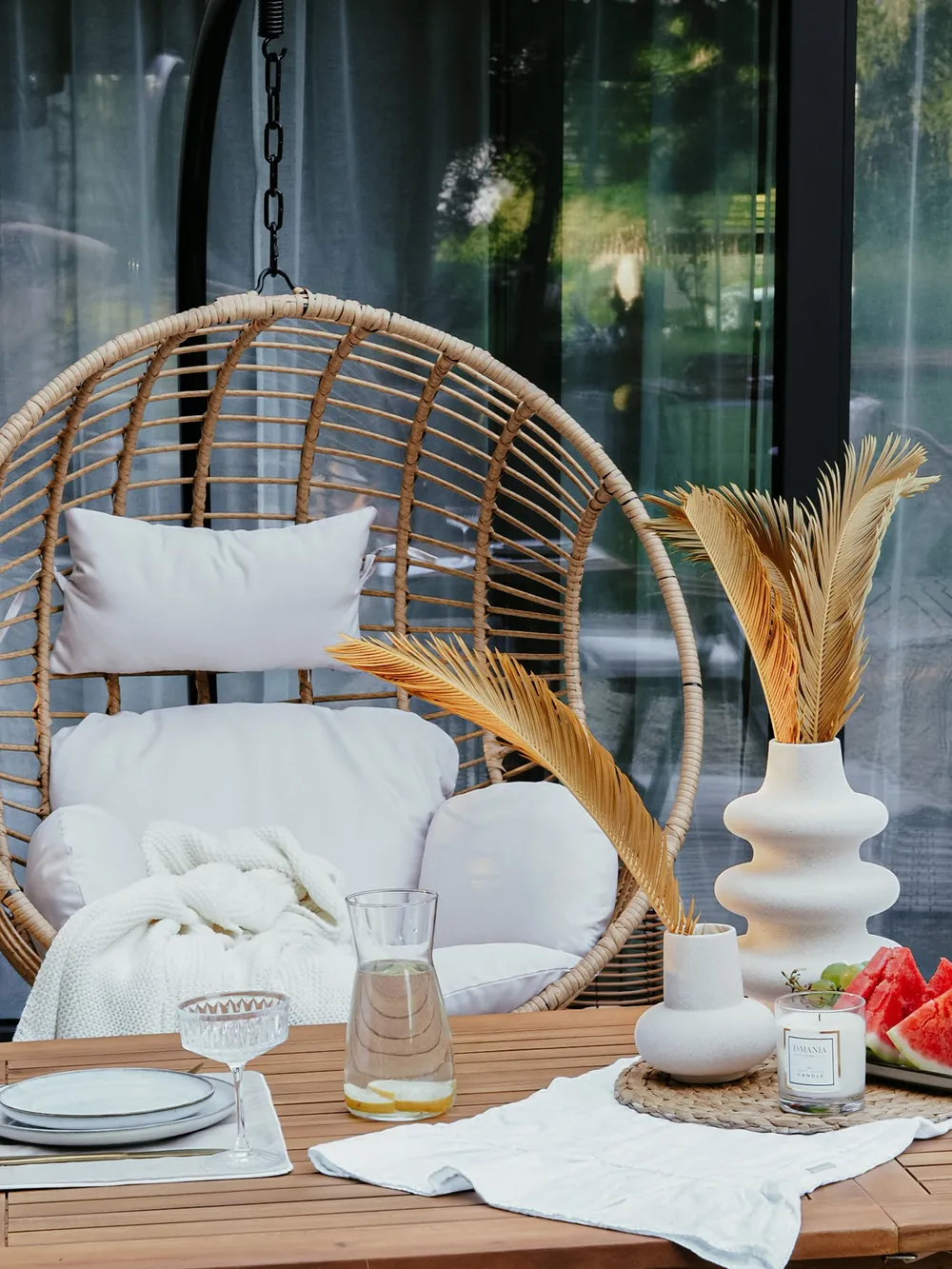 Hanging Chair with Stand ASPIO PE Rattan Natural_809369