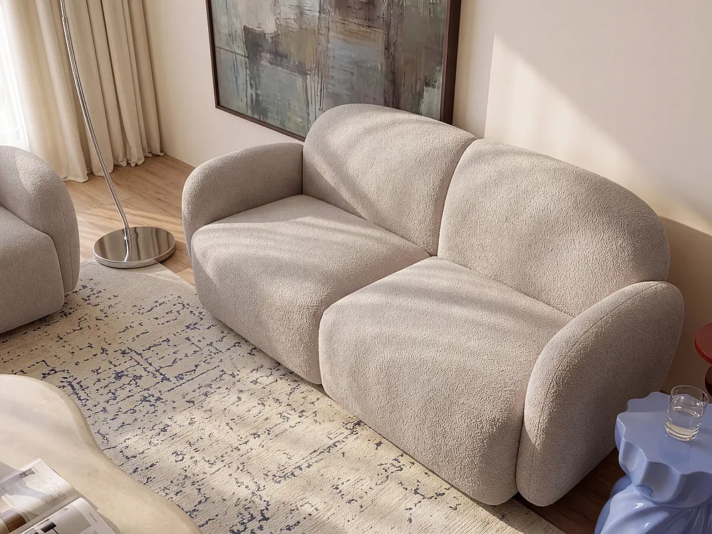 Sofa 2 Seater JULE Boucle Beige_1125938