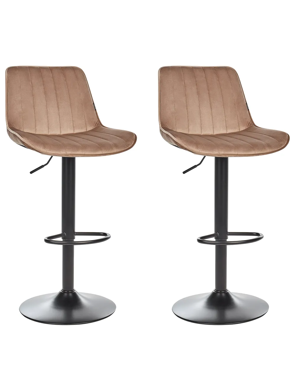 Set of 2 Bar Chairs DUBROVNIK Swivel Velvet Light Brown