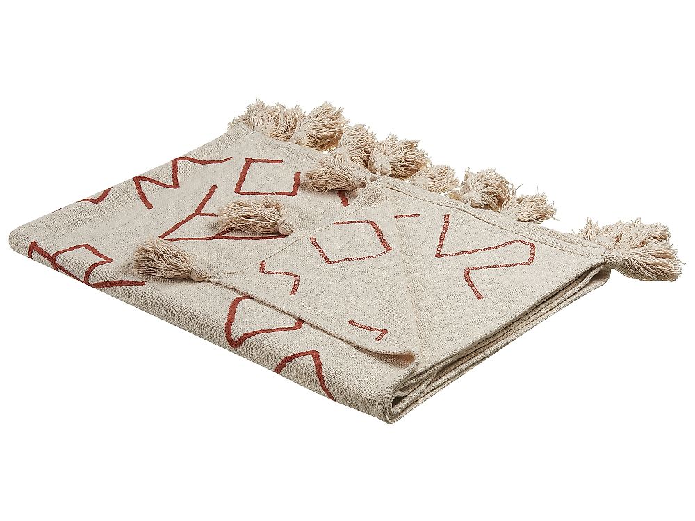 Pledd BHIWANI Bomull 130 x 180 cm Beige