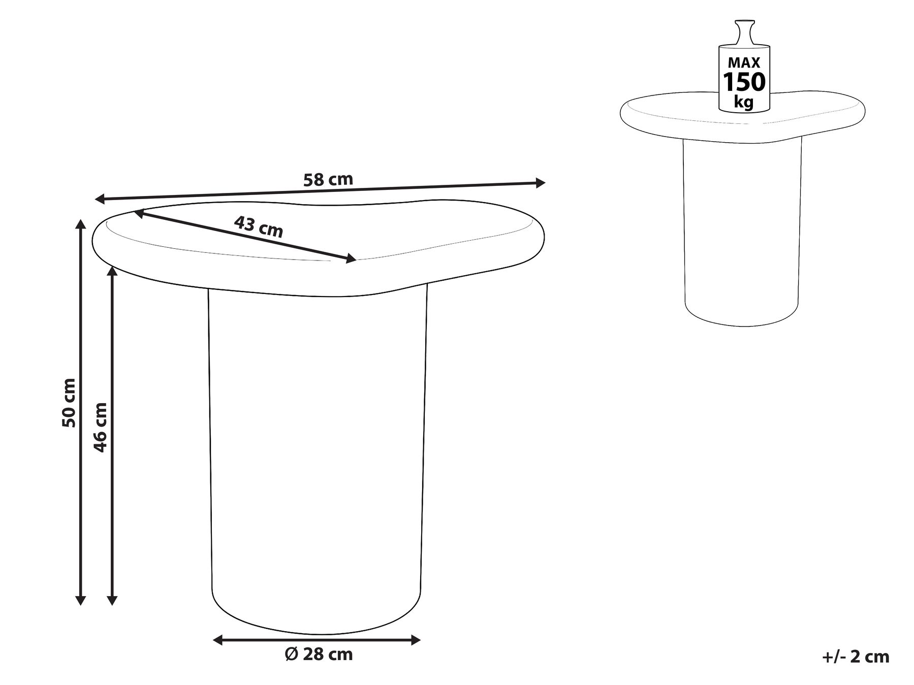 Side Table ARSOLI 43 cm 58 cm Off-White_1044192