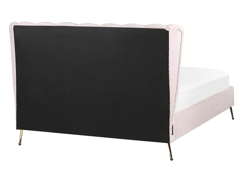 Sänky sametti MIRIBEL 140 x 200 cm Pastellipinkki_870517