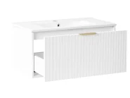 Wall Mounted Vanity Unit with Basin with Gold Handle TILCARA White_1006021