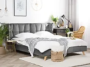 Säng med lamellram Sammet SENLIS 180 x 200 cm Grå_1177356