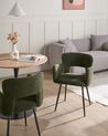 Set of 2 Dining Chairs SANILAC Boucle Dark Green